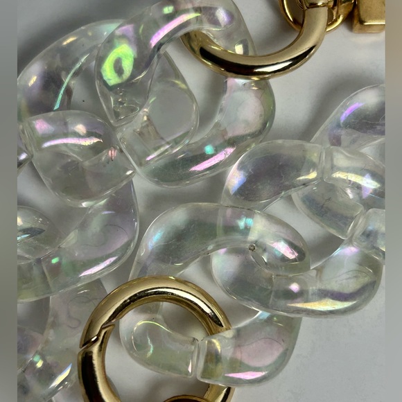 Chunky chain link strap, square shaped links, iridescent holographic - Picture 3 of 3